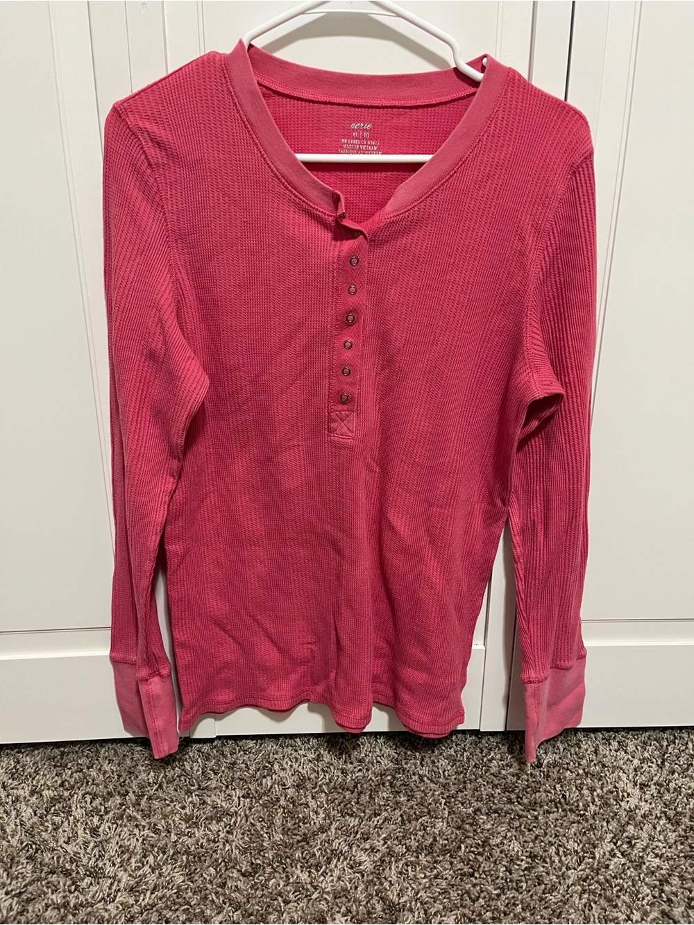 aerie Waffle Henley Long Sleeve Top